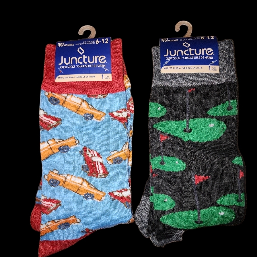 Men's Fun Patterned Socks - Golf And Cars